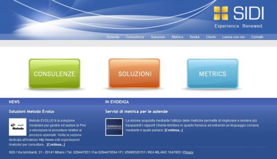 Home page sito istituzionale Sidi